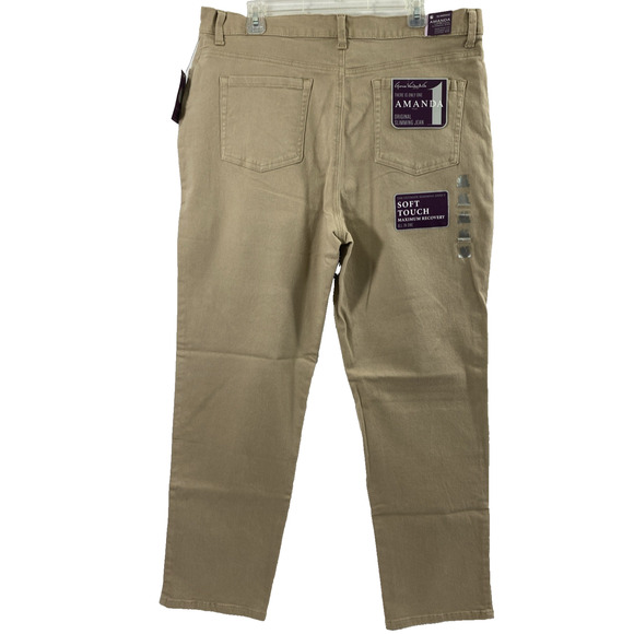 Gloria Vanderbilt Amanda Jeans Women Size 18 Tan Denim Tapered Leg High Rise Mom - Picture 2 of 14